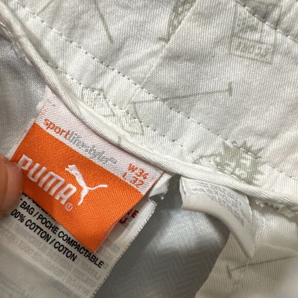 Puma Golf Pants Cobra Size S White Checkered Pattern Mid Rise Slim Fit Casual - Picture 12 of 15
